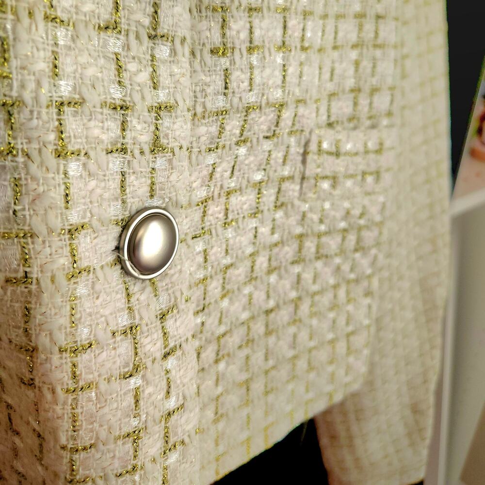 LIONESS Tweed‎ Blazer Ivory Metallic Academia Elle | NWT $109 - Picture 6 of 10